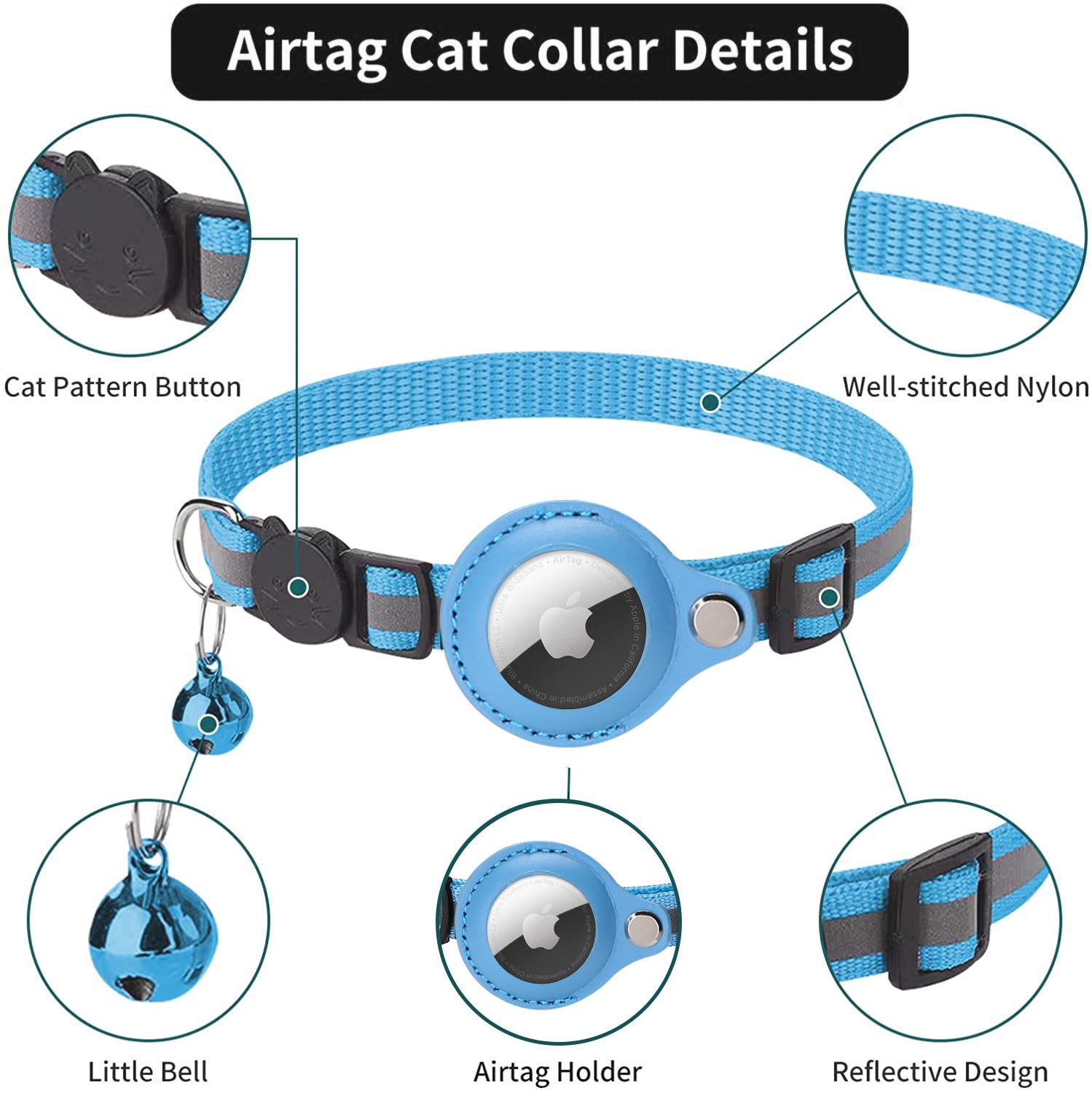 New Cat Positioning Collar Reflective Bell