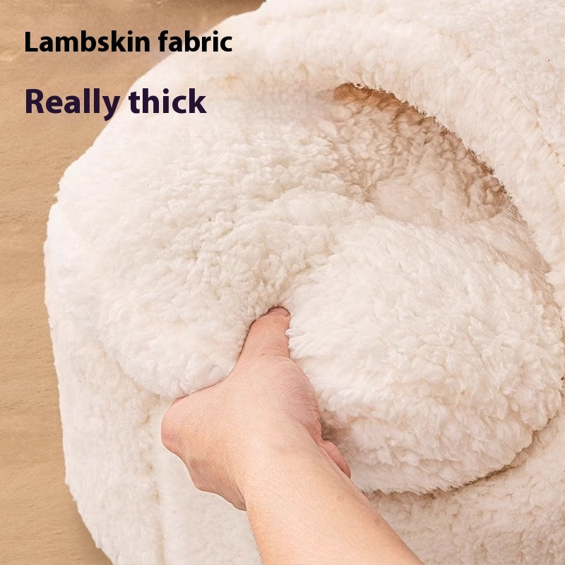 Winter Warm Closed Sense Of Security Removable And Washable Large Lambswool Slippers Cat Nest