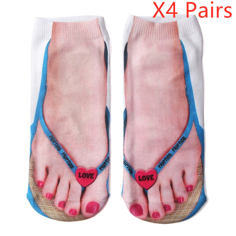 3D Printed Cartoon Flip Flop Socks for Couples