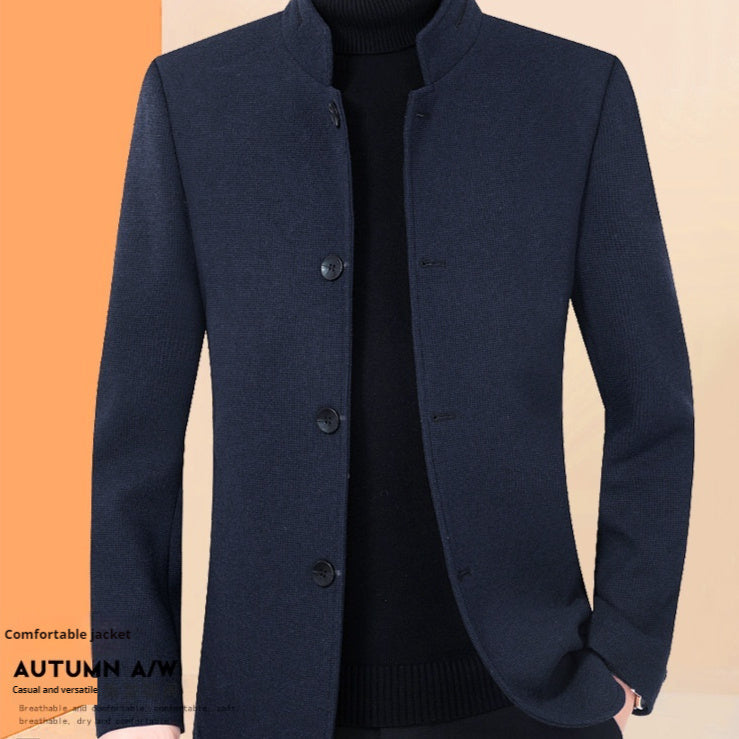 Unisex Stand Collar Solid Chemical Fiber Blend Jacket