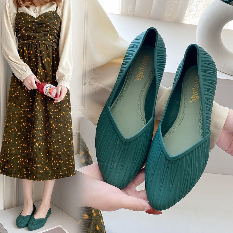 Women's Shallow Mouth PVC Crystal Sandals Non Slip Regular