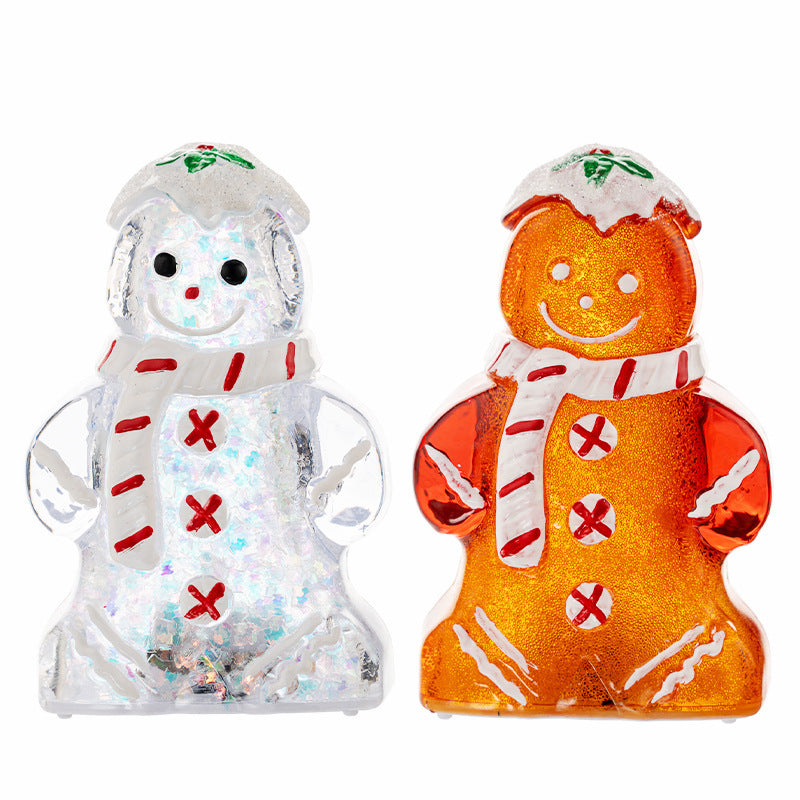 Cute Glowing Christmas Gingerbread Man Snowman Ornaments Christmas Gift Decoration