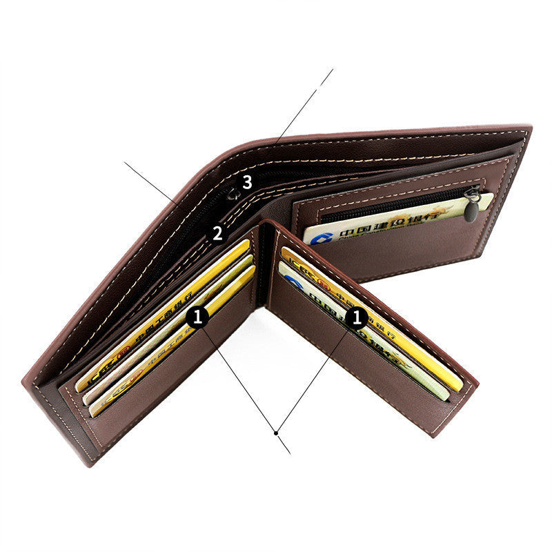 Men's Slim PU Leather Silk Wallet with Letter Pattern