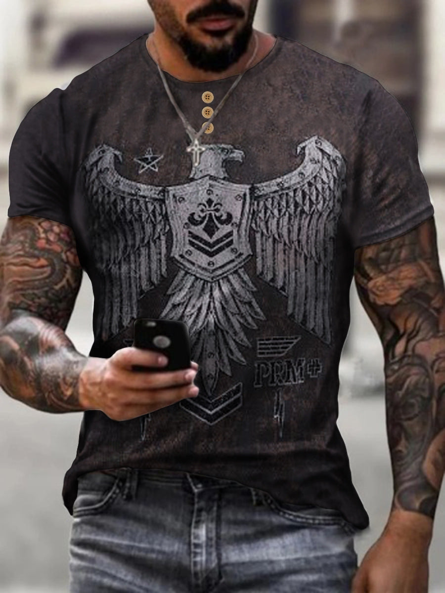 Men's Sports Round Neck Slim Youth Printed T-shirt