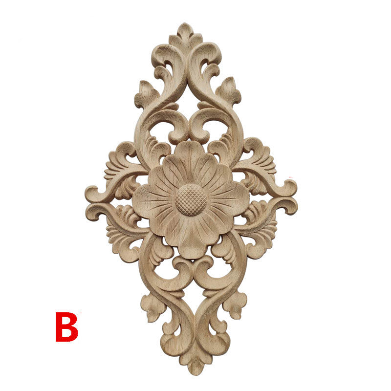 Solid Wood Decals Diamond Quadrilateral Furniture Decoration Carved Accessories