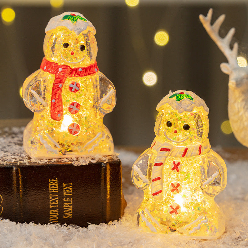 Cute Glowing Christmas Gingerbread Man Snowman Ornaments Christmas Gift Decoration