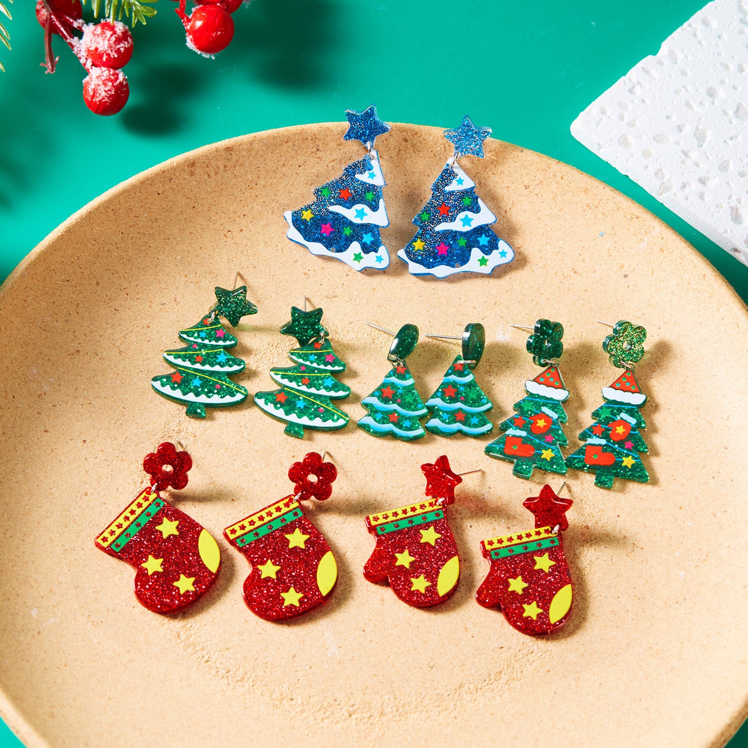 Women's Fashion Acrylic Printing Christmas Earrings