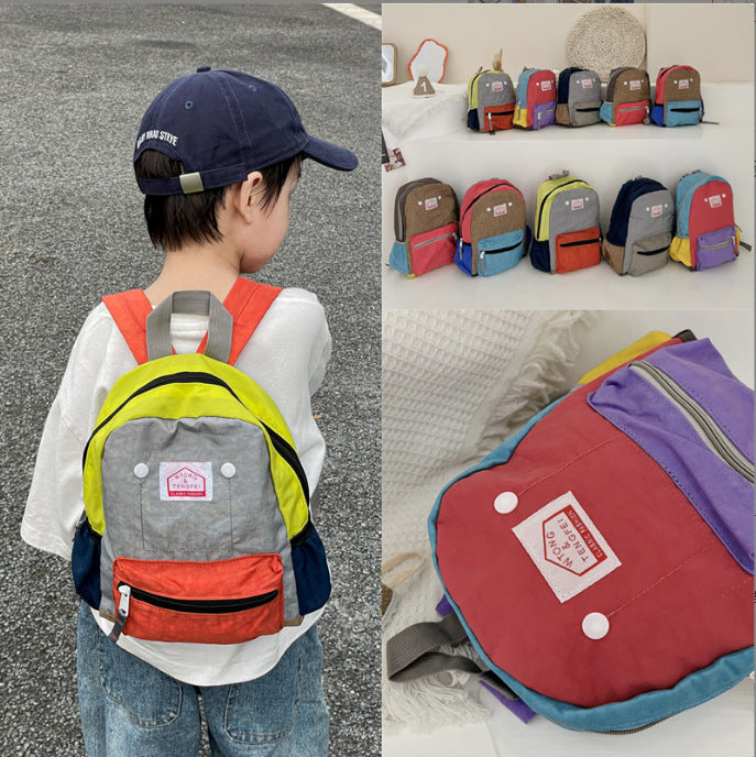 Children's Bags Simple And Lightweight Canvas Backpack Boys Girls Spine Protection