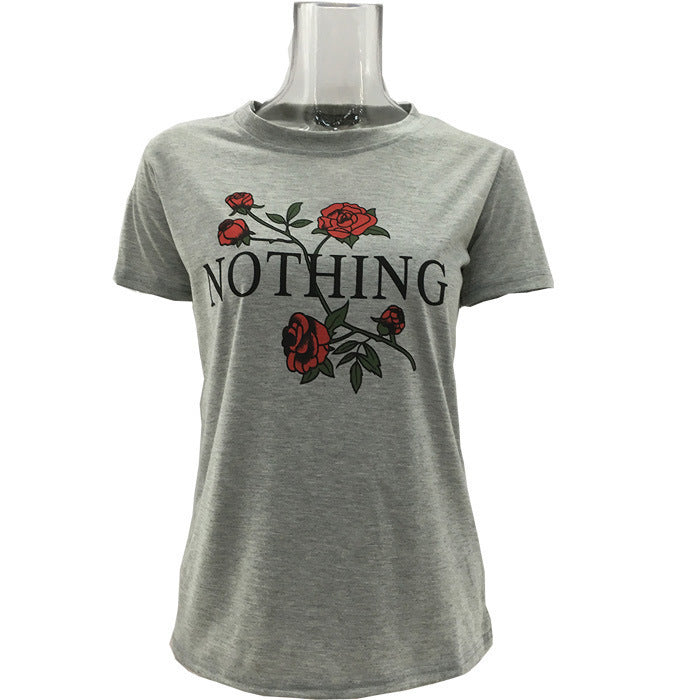 Women Relaxed Cotton Short Sleeve Blouse Gray White