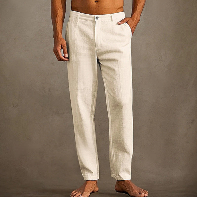 Men’s Linen Beach Pants – Diagonal Pocket Cool & Comfortable Trousers