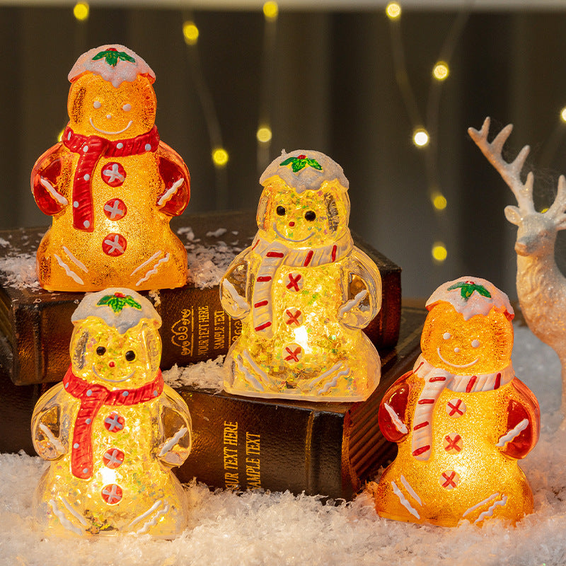 Cute Glowing Christmas Gingerbread Man Snowman Ornaments Christmas Gift Decoration