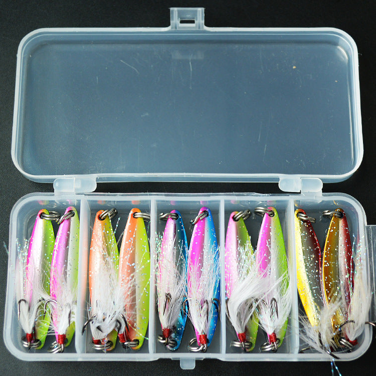 Small Five Grid 3g Colorful Spoon Shaped Horse Mouth Sequins Set Fish Bait