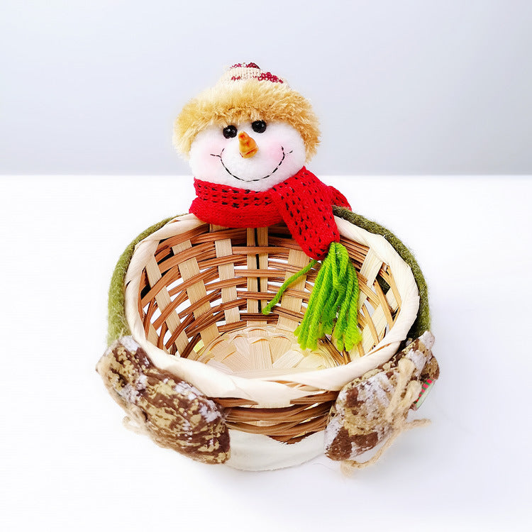 Christmas Decoration Home Storage Basket Santa Snowman Elk Candy Basket