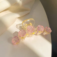 Peach pink camellia grip clip