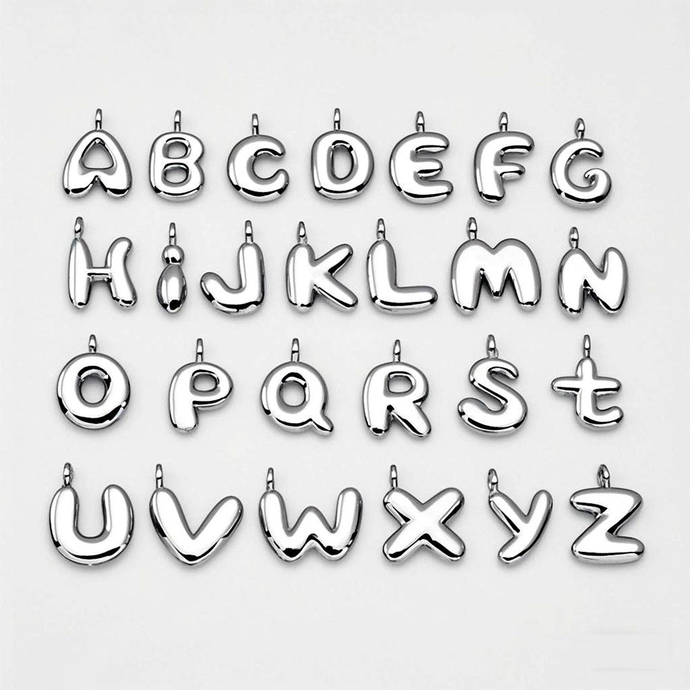 Titanium Steel Bubble Balloon 26 English Letter Pendant