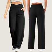 High Waist Black Straight-Leg Pants – Women’s Casual Korean Style Trousers