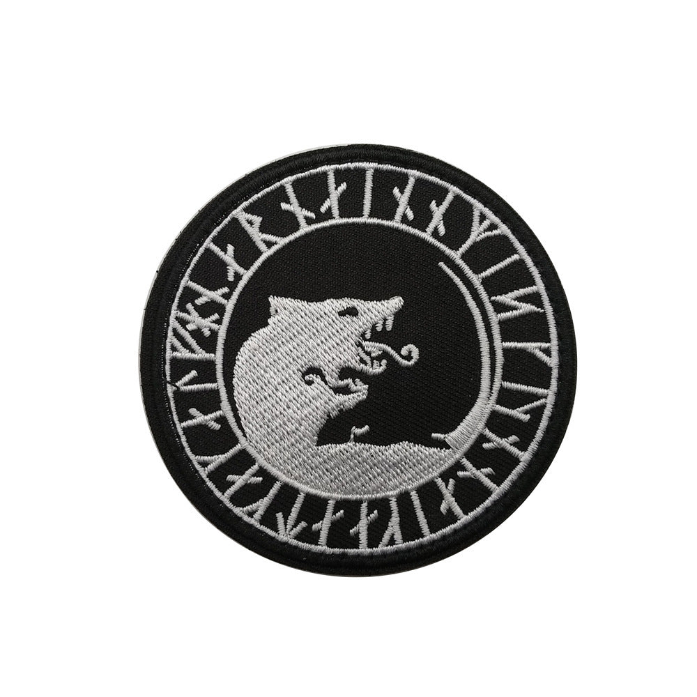 Viking Wolf Head Patch – Cloth Sticker Armband, Velcro Backpack Patch