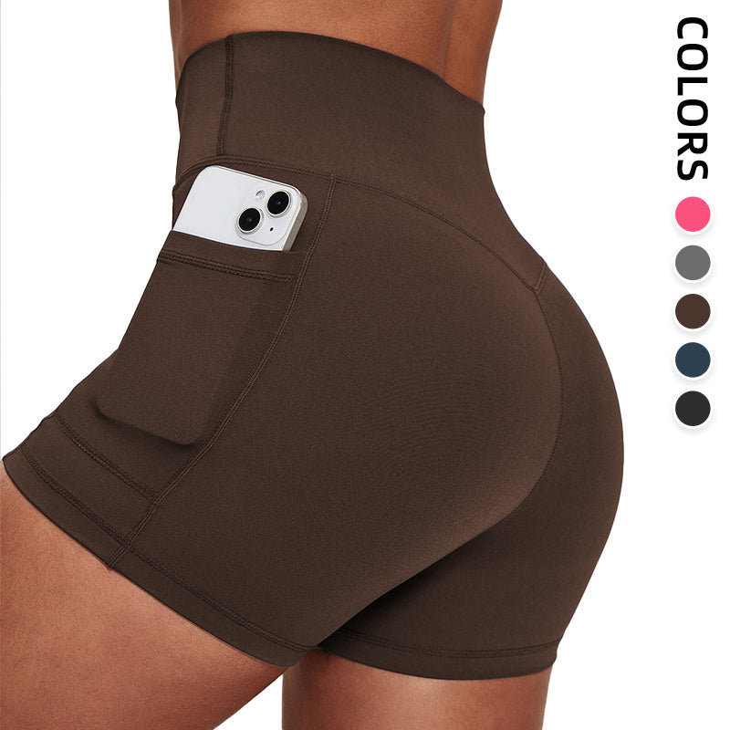 Women's High Waist Compression Shorts – Two Pockets, Ideal for Biking, Running & Daily Wear