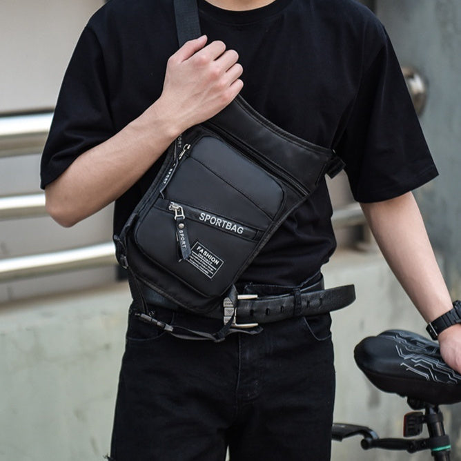 Men's Nylon Leg Bag Crossbody Solid One Size Waterproof