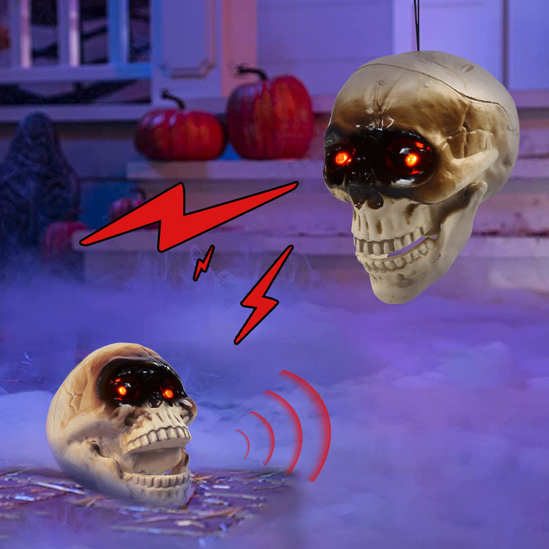 Animated Floating Skeleton Decoration – Realistic Skull Head with Scary Sound