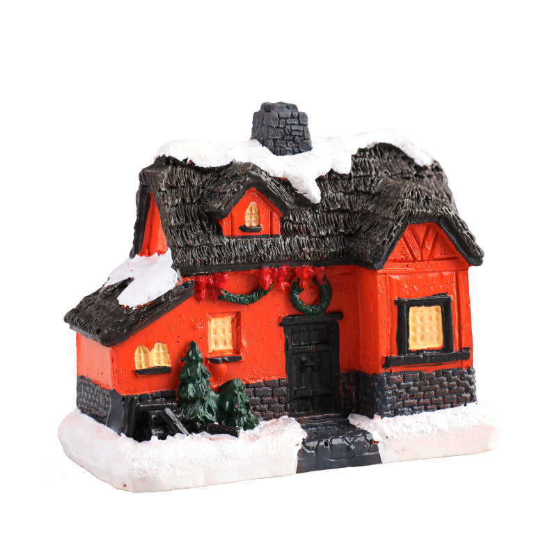 Christmas Small House Micro Landscape Resin Decorations