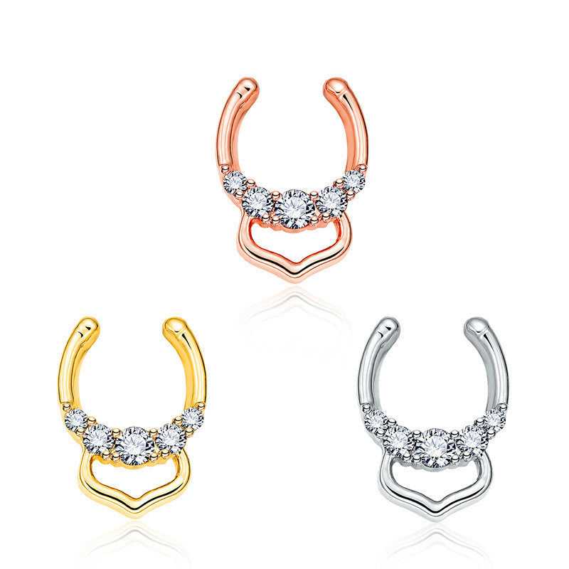 Rose Gold And Diamond Nose Nails Non Perforated Nose Nails