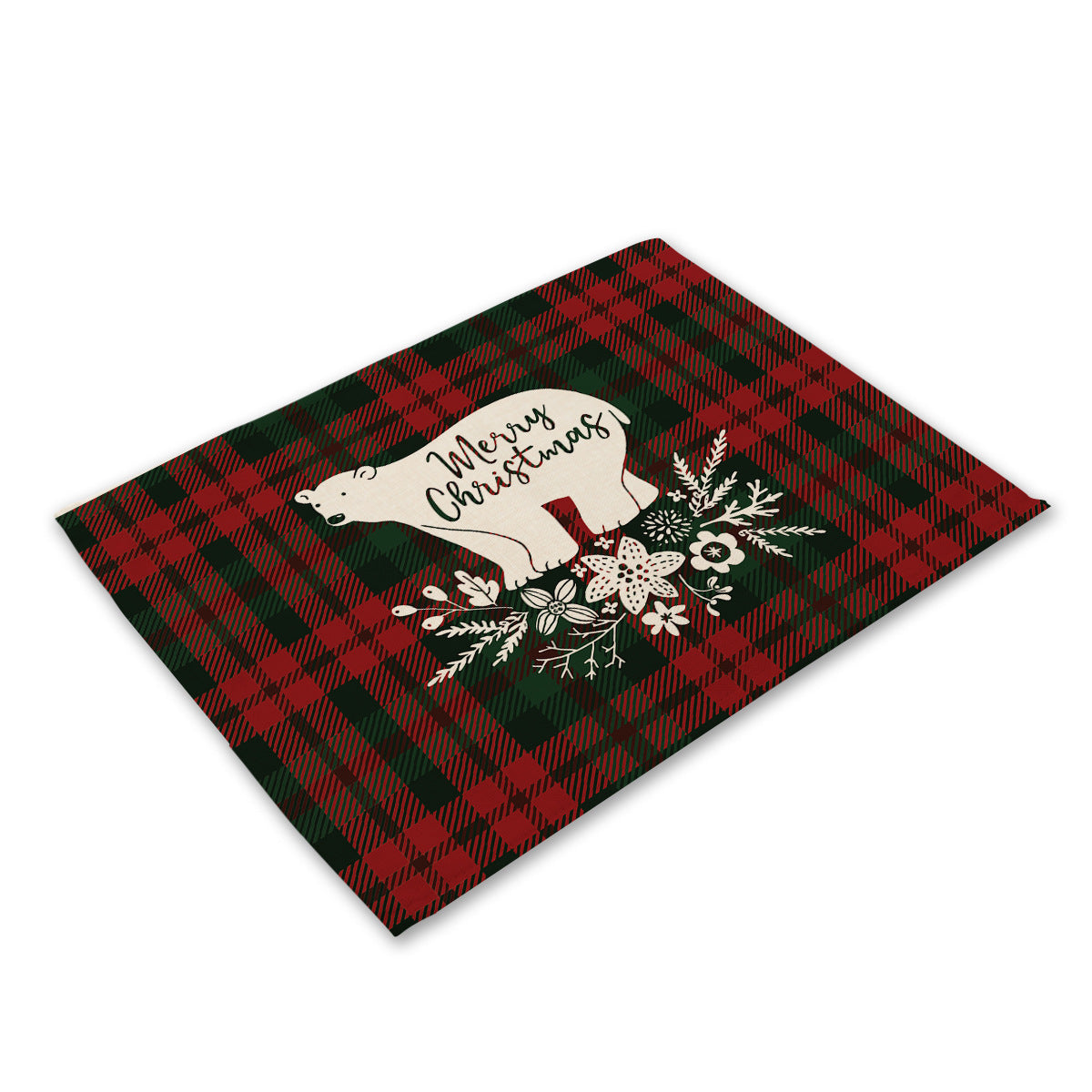 Christmas Series Cotton And Linen Placemat Dining Table Cushion Heat Proof Mat Anti-scald