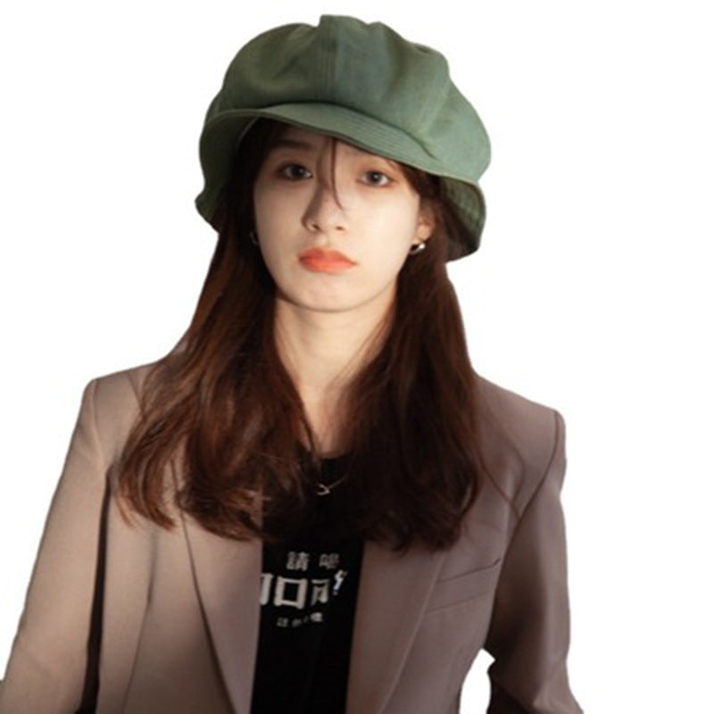 Designer Large Dome Cotton Bucket Hat in Japanese Lazy Style for Women