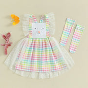 Girl's Colorful Checkered Suspender Dress