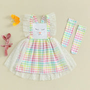 Girls Plaid Cotton Suspender Dress With A Line Regular Fit