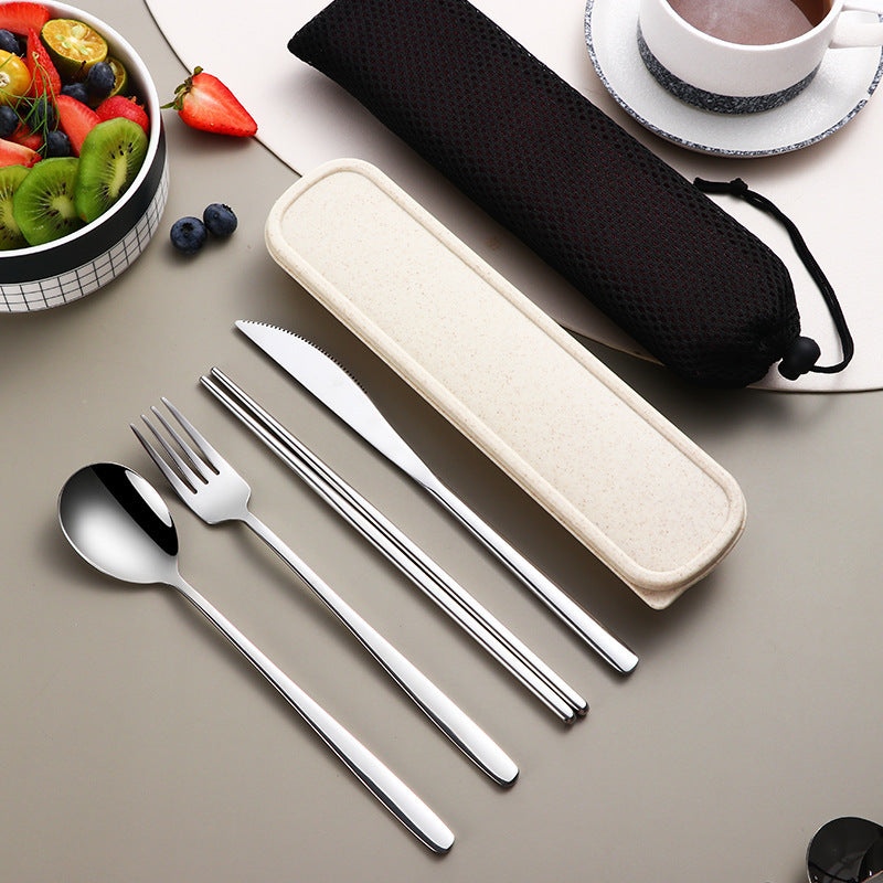 304 Stainless Steel Flatware Set With Case For Camping