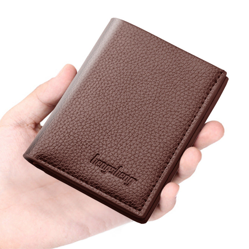 Men's Vertical Style PU Leather Wallet Two Fold Plain
