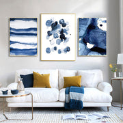 Blue Abstract Wall Art – Pattern Spot Sofa Background Decorative Canvas Painting