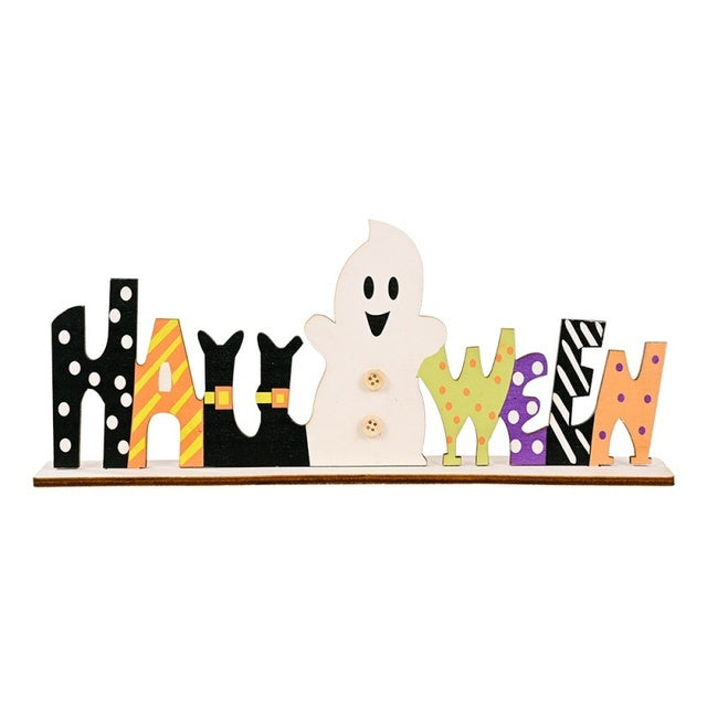 Halloween Wood Decorations DIY Ghost Letter Festival Ornamen