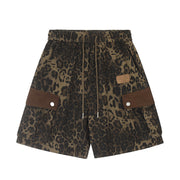 Fashion Leopard Print Cargo Shorts Men