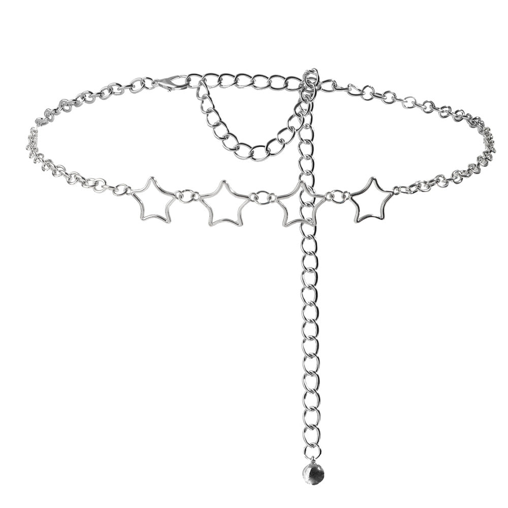 Women's Five-Pointed Star Metal Waist Chain for Dresses and Jeans