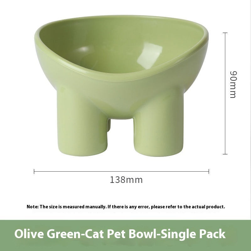 Pet Bowl Cute Cat Basin Double Bowl Neck Protection High Leg Anti-tumble