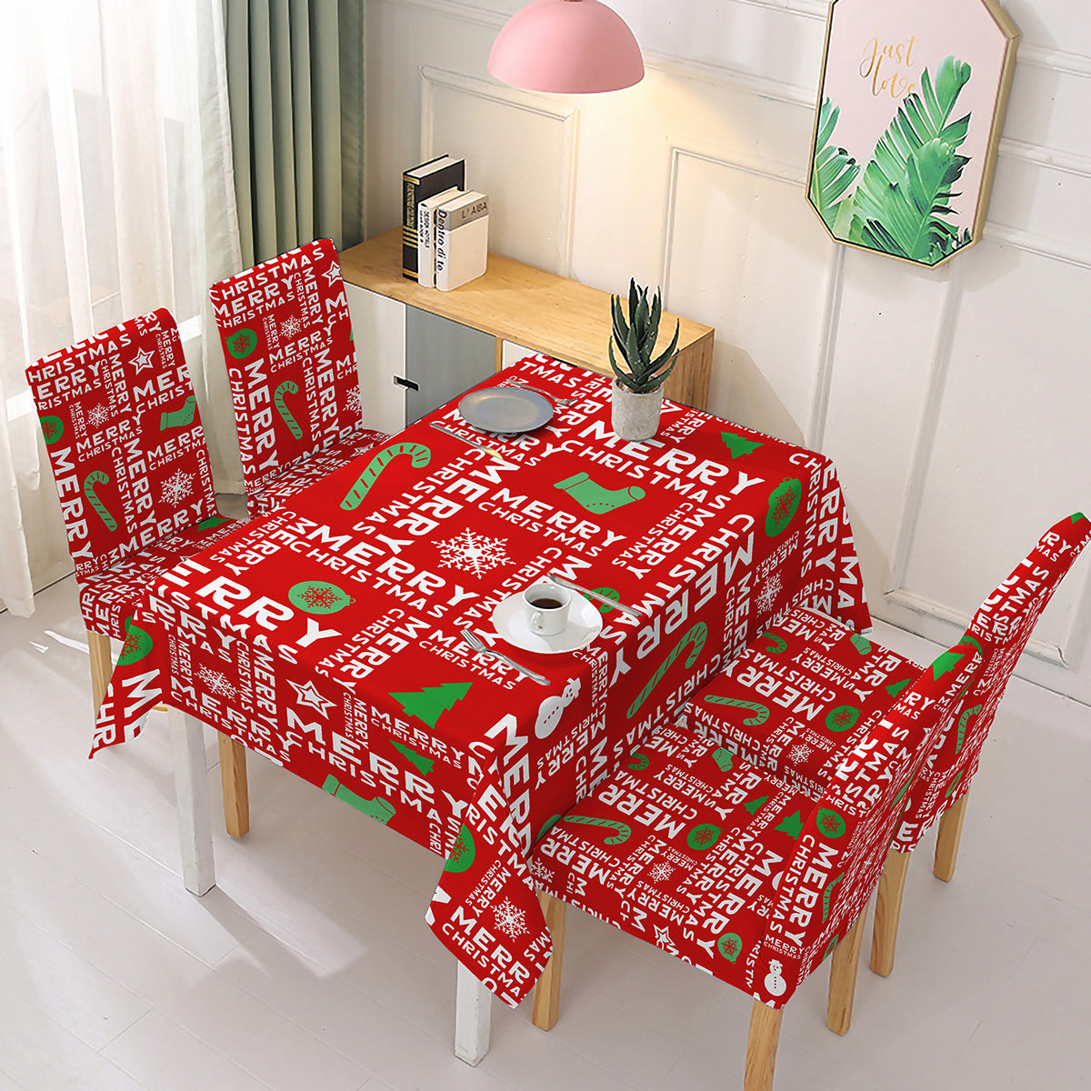 Christmas Printed Chair Cover Festive Decoration Elastic One-piece Absorbent Tablecloth