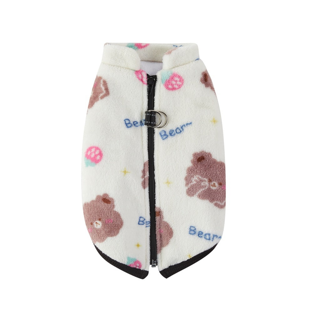 Pet Coat Zipper Flannel Plus Velvet Thickened Vest