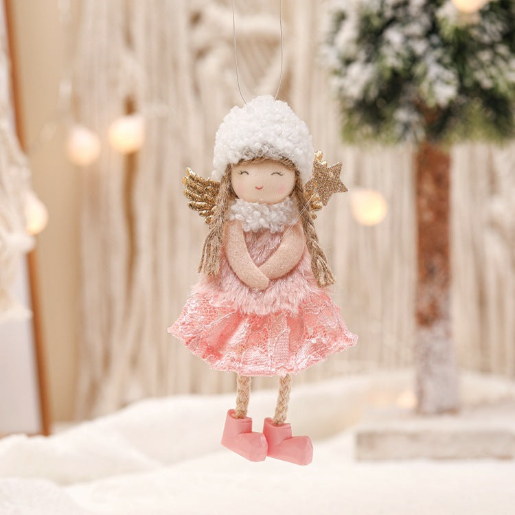 Christmas Lace Angel Doll Pendant with Snowflake for Tree and Window Decorations