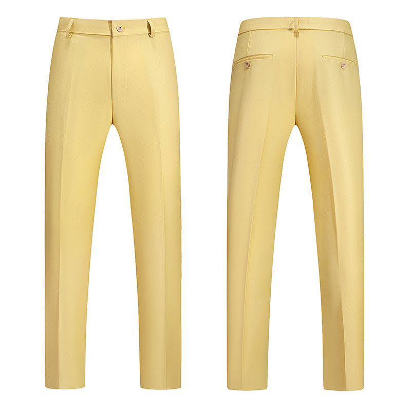 Boys Business Pants – Straight Solid Color Draping Effect Trousers