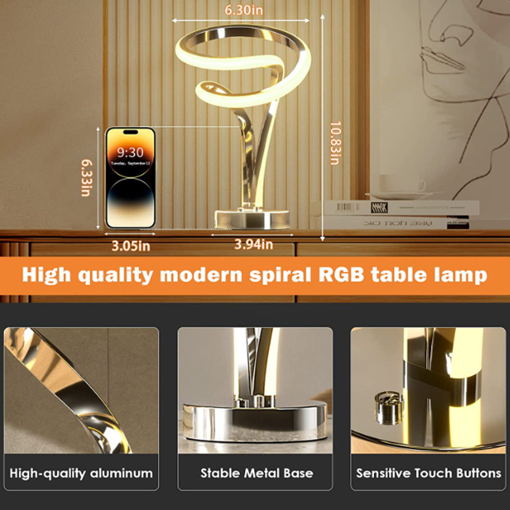 Aluminum Alloy LED Table Lamp Wooden Base Eye Protection USB Charging