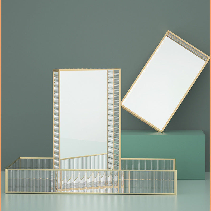 Nordic Light Luxury Striped Glass Storage Tray