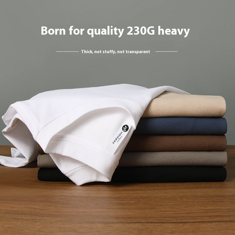 230g Heavy T-shirt Double Yarn Solona Round Neck Bottoming Shirt American Drop Shoulder
