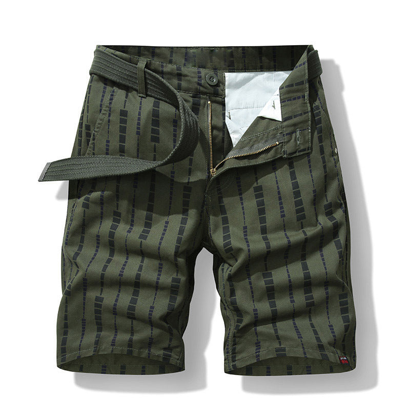 Men's Printed Cotton Loose Fit Casual Shorts Mid Waist