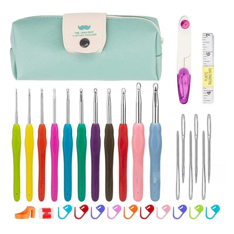 Crochet Needle Beard Pack – Colorful TPR Soft Handle Crochet Hook Set