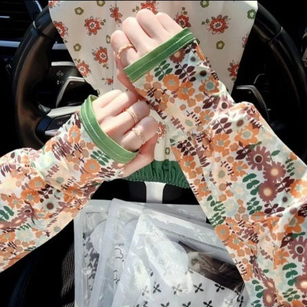 Sun Protection Viscose Fiber Oversleeve Printed All-matching UV Protection Elbow Protection Ice Sleeve Gloves