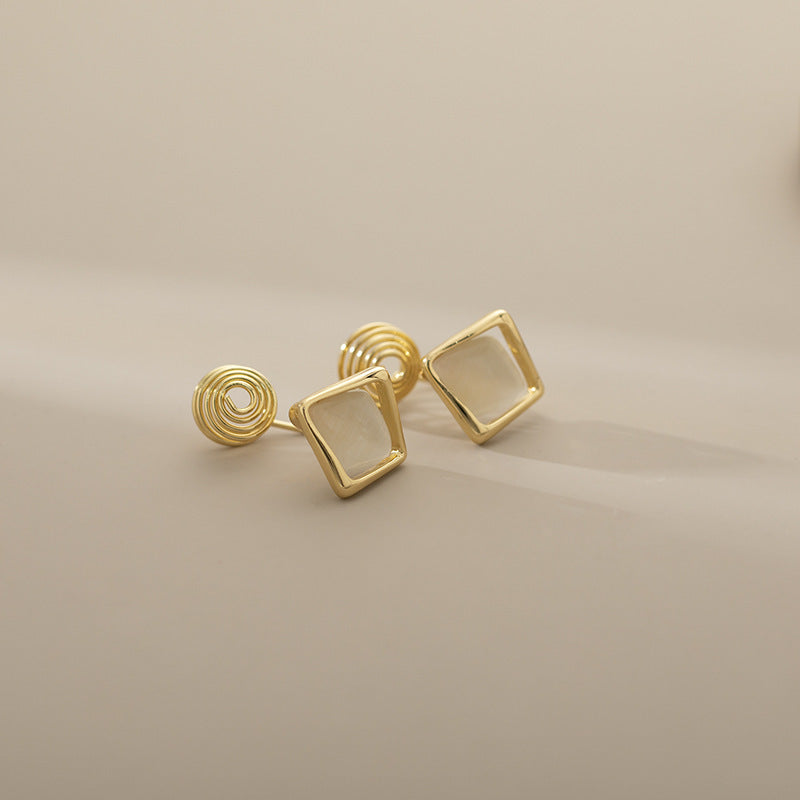 Womens Opal Geometric Stud Earrings Small Elegant Set