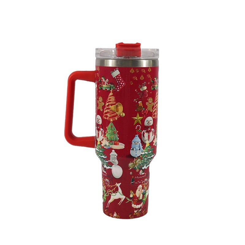 Christmas Vacuum Tumbler with Straw