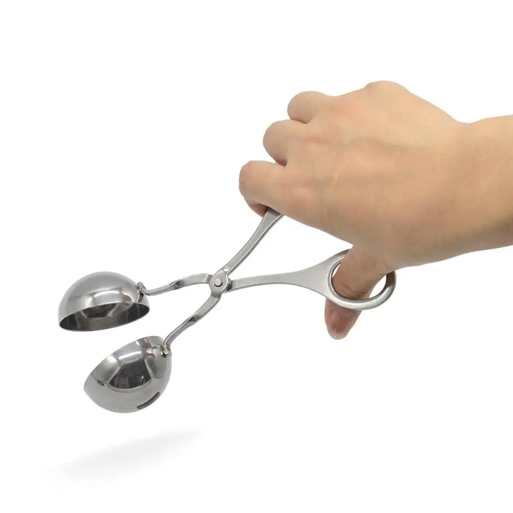 Stainless Steel Meatball Maker Tool – Fish, Meat & Rice Ball Mold with Clip Tongs
